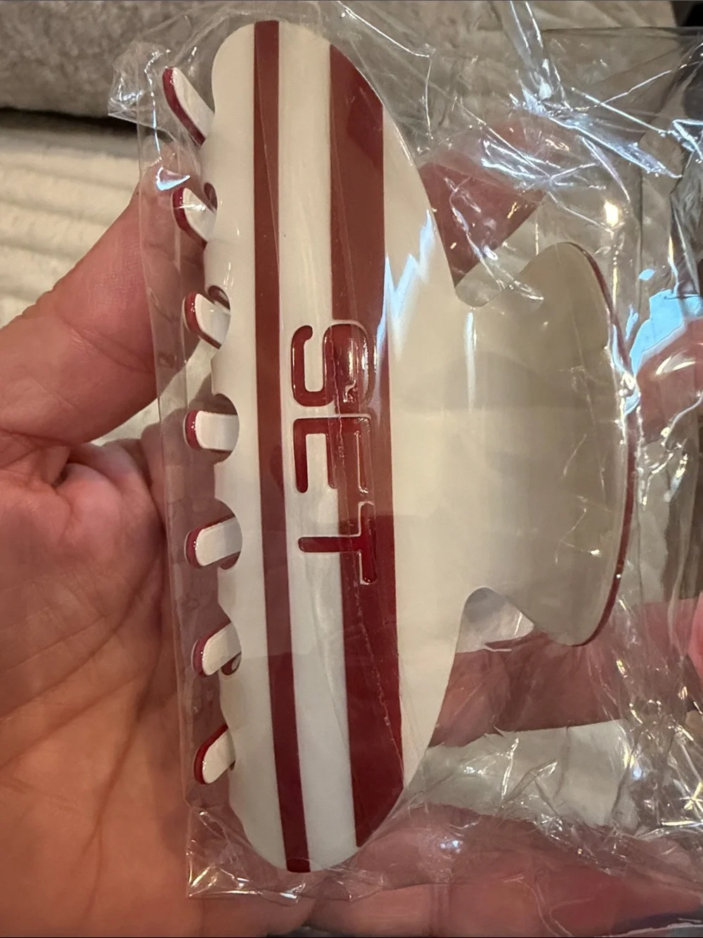 SET Active Red and White Striped Hair Clip